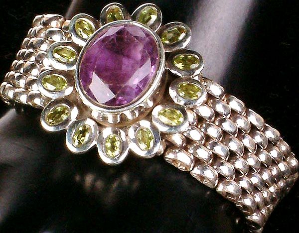 Amethyst Floral Bracelet with Peridot