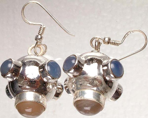 Anchor Earrings of Blue Chalcedony