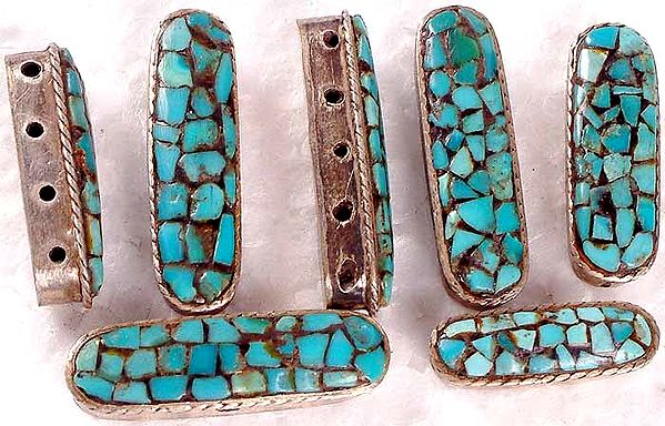 Antiquated 3 Hole Spacer Bar with Turquoise Inlay