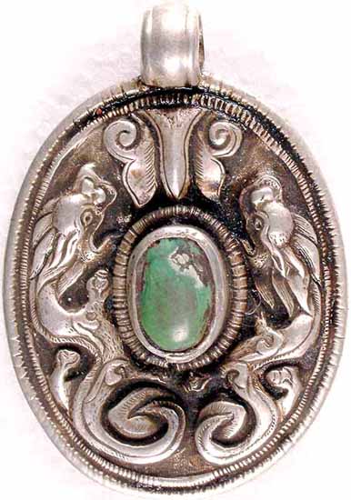 Antiquated Dragon Pendant with Turquoise