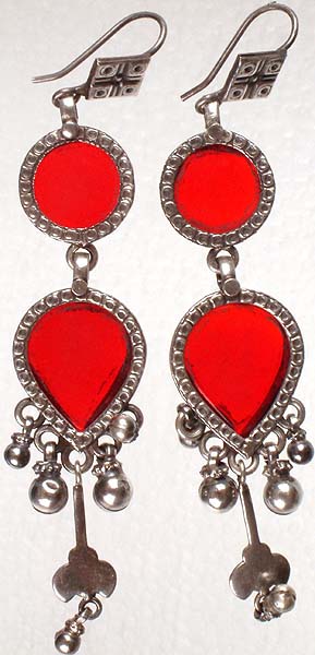 Antiquated Sterling Earrings with Colored Glass