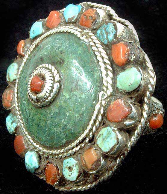 Antiquated Turquoise Coral Ring