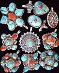 Assorted Lot of 10 Coral Turquoise Pendants