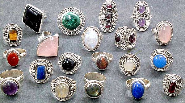 Assorted Lot of 20 Gemstone Rings