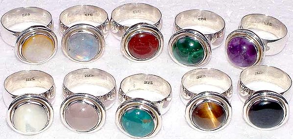 Assorted Lot of 10 Gemstone Rings
