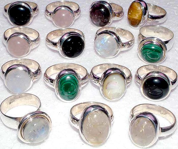 Assorted Lot of 15 Gemstone Rings