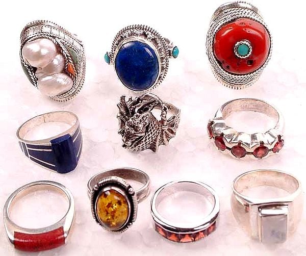 Assorted Lot of 10 Sterling Rings