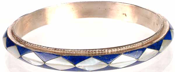 Bangle with Inlay of Lapis and Shell