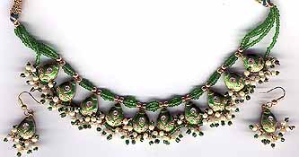 Bead Necklace with Ear Rings