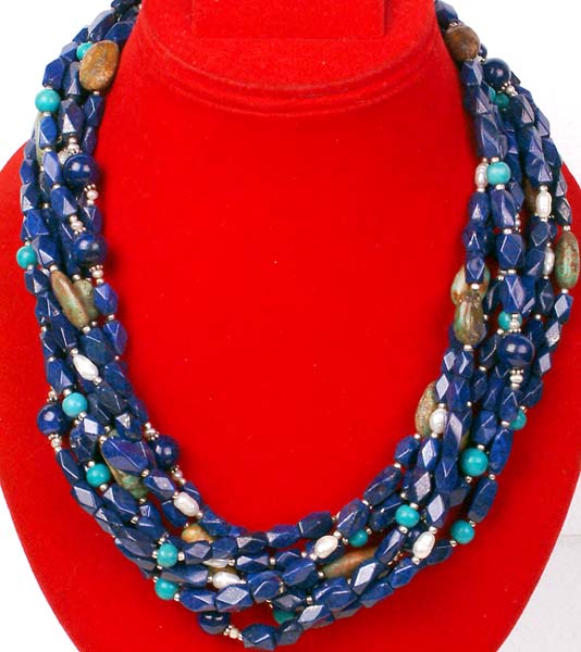 Bunch Necklace of Faceted Lapis Lazuli