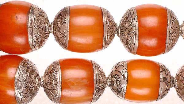 Carnelian Dust Beads with Sterling Silver Caps