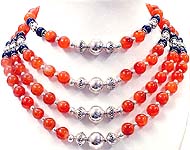 Carnelian Necklace with Amethyst Balls