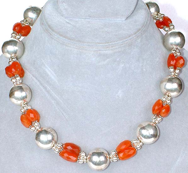 Carnelian Necklace with Sterling Balls