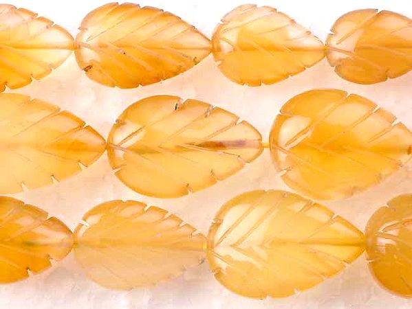Carved Yellow Chalcedony Leaf