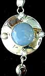 Chalcedony Pendant with Garnet and Pearls