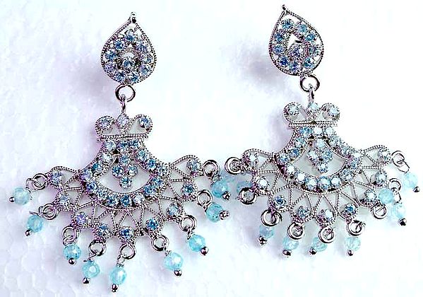 Chandelier Earrings of Blue Topaz