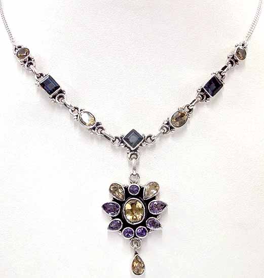 Citrine Necklace with Amethyst