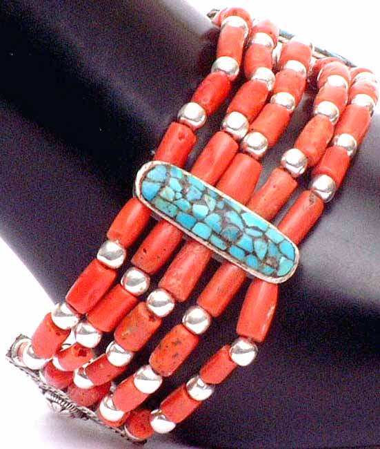 Coral Bracelet with Turquoise
