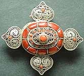 Coral Gau Double Box Pendant with Filigree