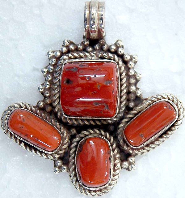 Coral Maple Leaf Pendant