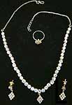 Cubic Zirconia Necklace Set with Ring and Ear-Rings