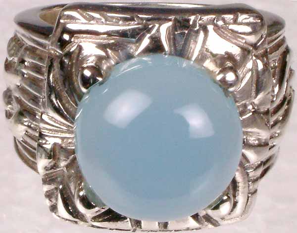 Designer Ring of Blue Chalcedony