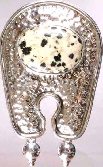 Dimpled Pendant of Dalmatian Agate