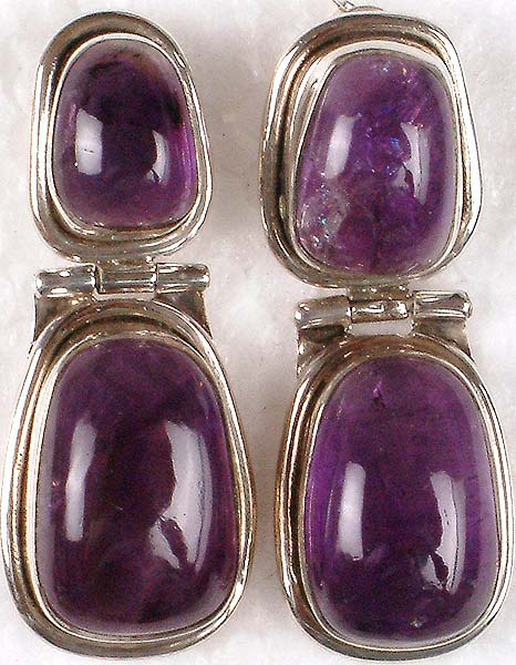 Double Stone Amethyst Earrings