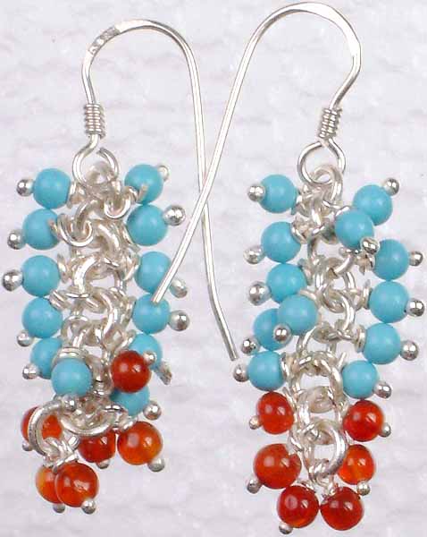 Earrings of Turquoise and Carnelian