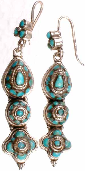 Earrings with Turquoise Inlay