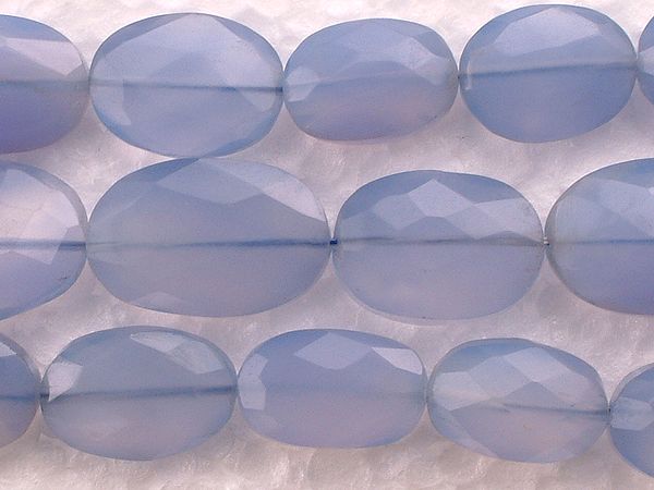 Faceted Blue Chalcedony Ovals