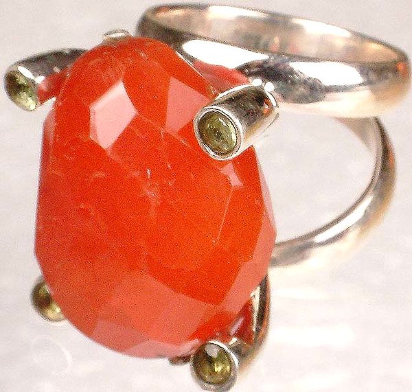 Faceted Carnelian Ring