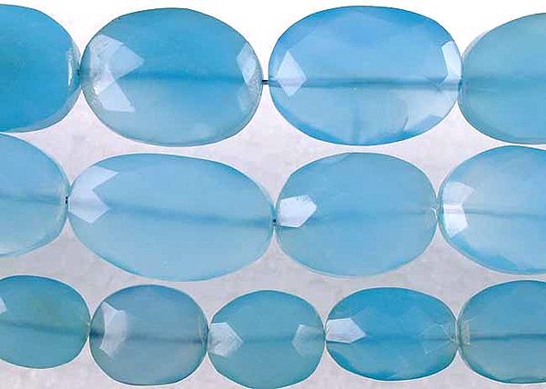Faceted Chalcedony Flat Ovals