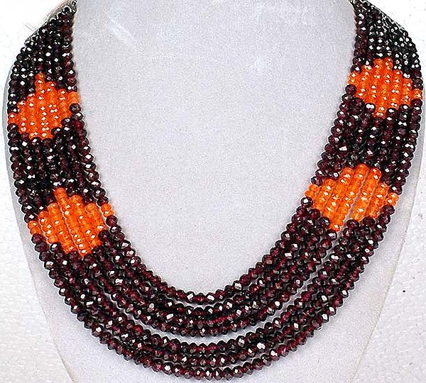 Faceted Garnet Necklace with Carnelian
