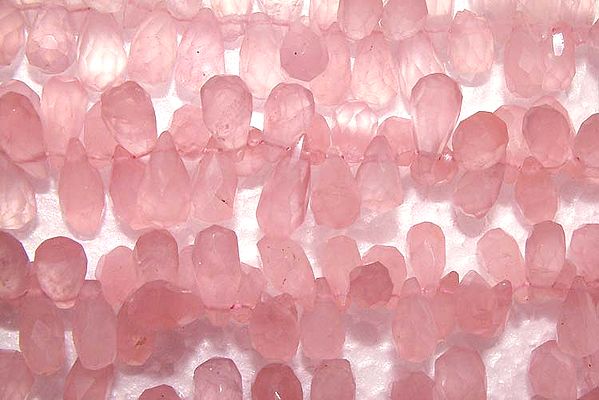 Faceted Rose Quartz Drop Beads