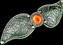 Filigree Hair Clip with Coral