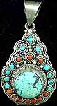 Filigree Pendant with Turquoise and Coral