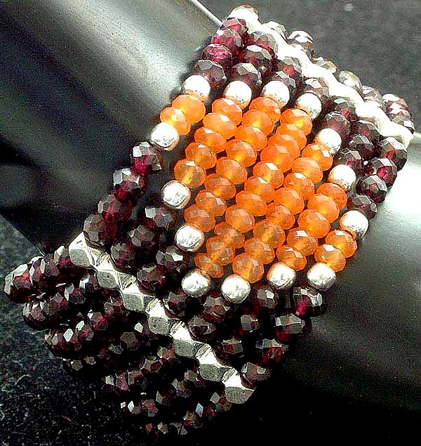 Garnet Bracelet with Israel Cut Carnelian