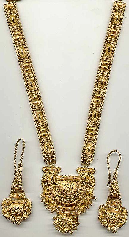 Gold Necklace with Ear Rings