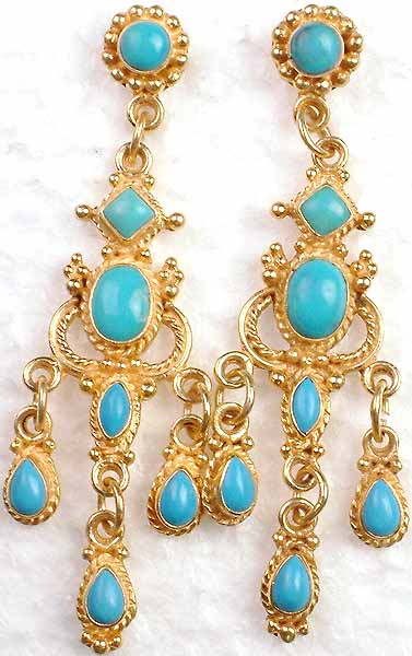 Gold Plated Earrings of Robin's Egg Turquoise