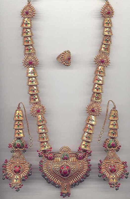Gold Ruby Necklace Set