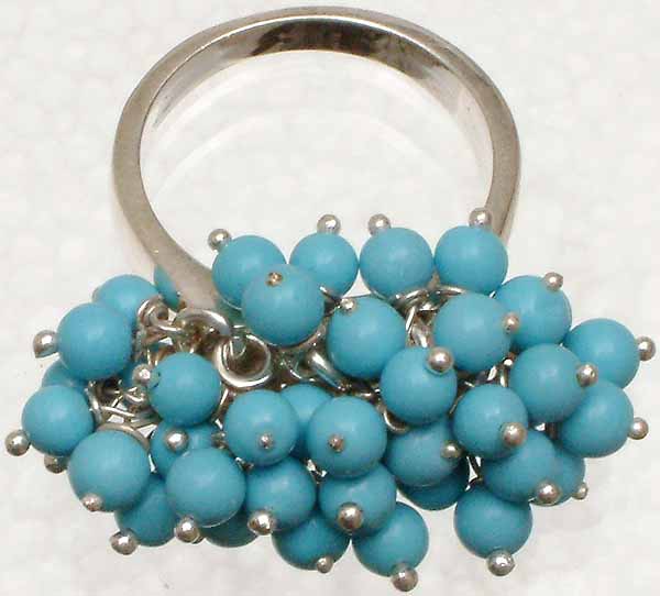 Gypsy Ring with Dangling Balls of Robin's Egg Turquoise