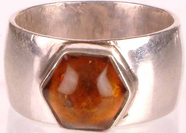 Hexagonal Amber Ring