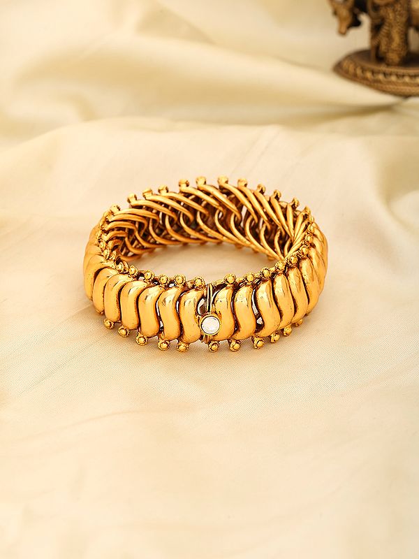 Kundan Style Openable Bracelet with Intricate Weave