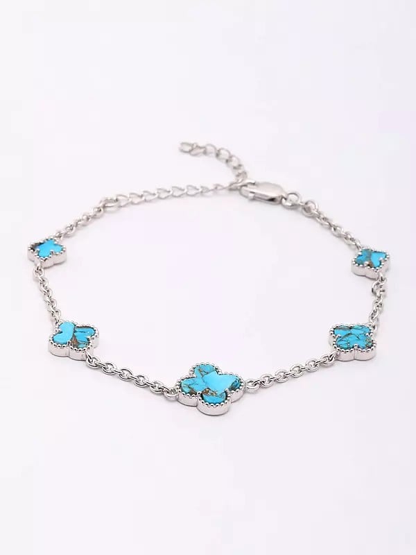 Floral Design Tibetan Turquoise Bracelet