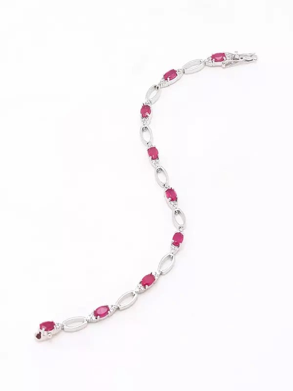 Faceted Ruby Gemstone Tennis Bracelet