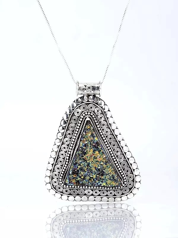 Triangular Peacockolite Pendant