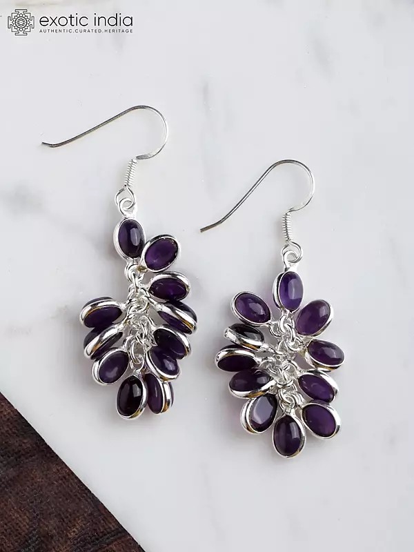 Amethyst Gemstone Bunch Earrings