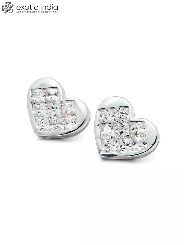 Heart Shaped Sterling Silver Tops with Cubic Zirconia Stones