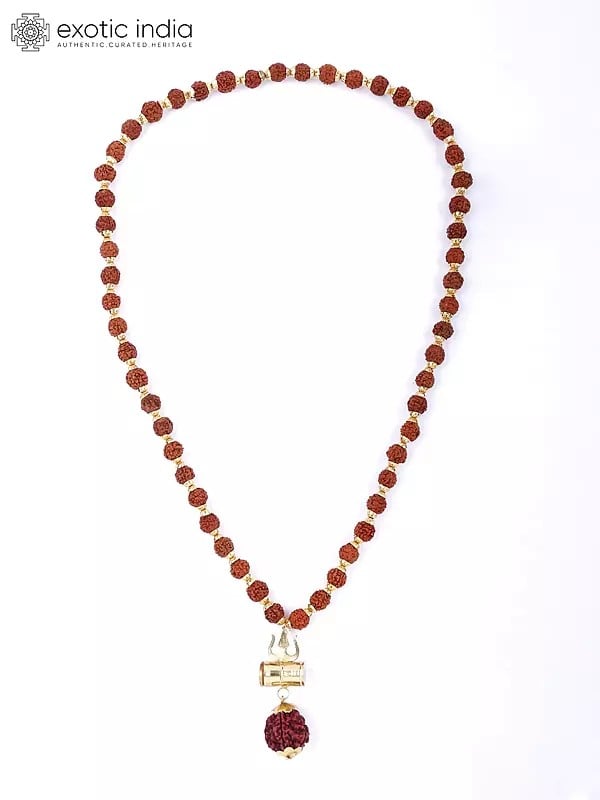 Trident Damru Genuine Rudraksha Mala | Spiritual Jewelry